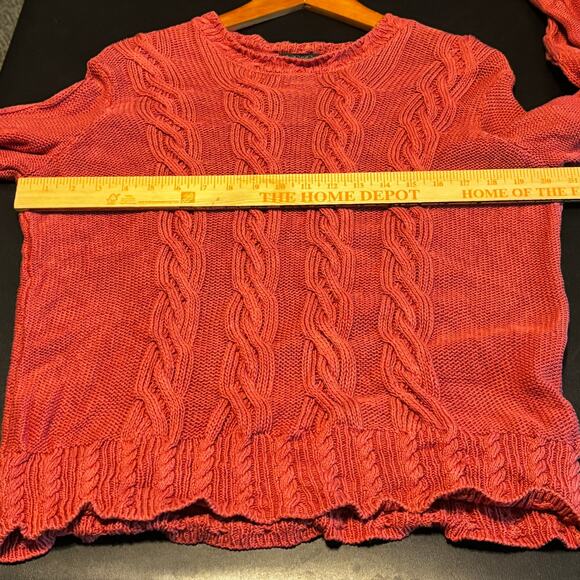 Brooks Brothers Women’s Sweater Size Large Salmon Cable Knit Silk Cotton Blend - Picture 5 of 6